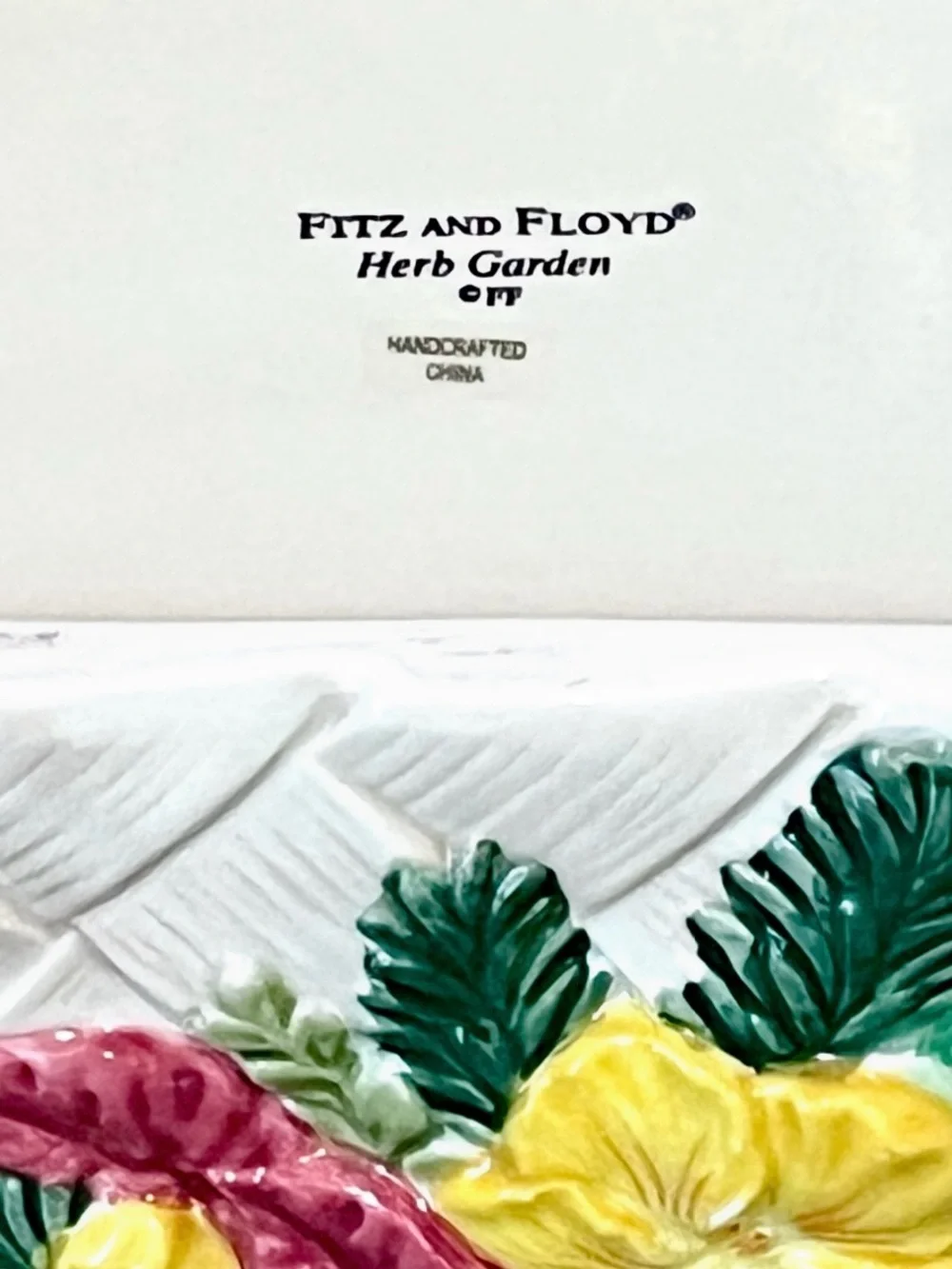 VTG 1996 Fitz and Floyd Herb Garden Ceramic Rectangular Planter Vase Box 12